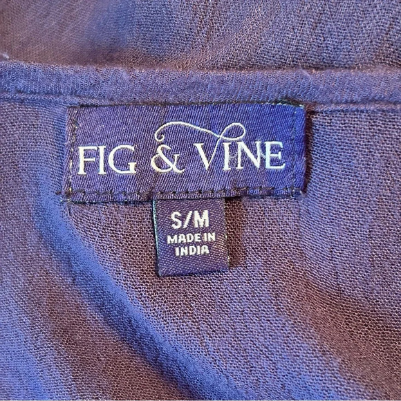 Fig & Vine Navy Ivory Embroidered Pullover Tunic Top Women’s S/M Tassel Flowy - Picture 10 of 14